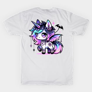 Pastel Goth Unicorn Kawaii Creepy Cute Chibi Horse T-Shirt